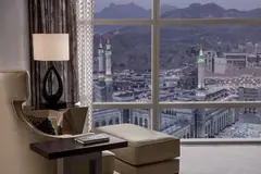 Guest room interior with a city view at DoubleTree by Hilton Jabal Omar Makkah